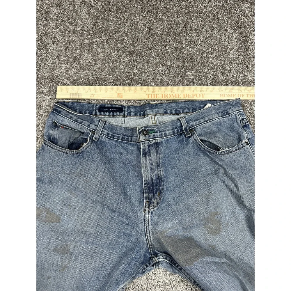 Vintage Tommy‎ Hilfiger Jeans Mens 38x30 Y2K Grunge Distressed Baggy Thrashed